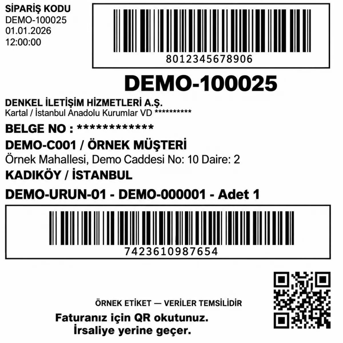 Denkel için üretilen barkod ve sevk etiketi